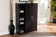 Load image into Gallery viewer, Baxton Studio Marine Modern and Contemporary Wenge Dark Brown Finished 2-Door Wood Entryway Shoe Storage Cabinet with Open Shelves
