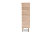 Load image into Gallery viewer, Baxton Studio Fella Mid-Century Modern Two-Tone Oak Brown and Dark Gray Entryway Shoe Cabinet with Drawer
