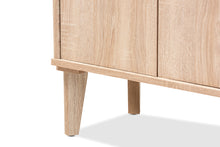Load image into Gallery viewer, Baxton Studio Fella Mid-Century Modern Two-Tone Oak Brown and Dark Gray Entryway Shoe Cabinet with Drawer
