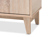 Load image into Gallery viewer, Baxton Studio Fella Mid-Century Modern Two-Tone Oak Brown and Dark Gray Entryway Shoe Cabinet with Lift-Top Storage Compartment
