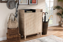 Load image into Gallery viewer, Baxton Studio Fella Mid-Century Modern Two-Tone Oak Brown and Dark Gray Entryway Shoe Cabinet with Lift-Top Storage Compartment
