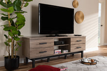 Load image into Gallery viewer, Baxton Studio Arend Modern and Contemporary Two-Tone Oak and Ebony Wood 4-Drawer TV Stand
