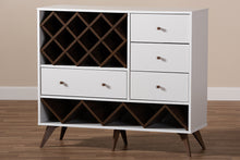 Load image into Gallery viewer, Baxton Studio Savino Mid-Century Modern White and Walnut Finished Wood Wine Cabinet
