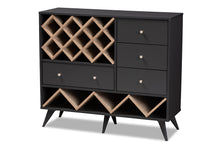 Load image into Gallery viewer, Baxton Studio Savino Mid-Century Modern Dark Grey and Oak Finished Wood Wine Cabinet
