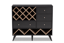 Load image into Gallery viewer, Baxton Studio Savino Mid-Century Modern Dark Grey and Oak Finished Wood Wine Cabinet
