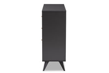 Load image into Gallery viewer, Baxton Studio Savino Mid-Century Modern Dark Grey and Oak Finished Wood Wine Cabinet
