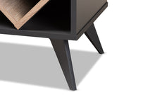 Load image into Gallery viewer, Baxton Studio Savino Mid-Century Modern Dark Grey and Oak Finished Wood Wine Cabinet
