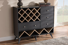 Load image into Gallery viewer, Baxton Studio Savino Mid-Century Modern Dark Grey and Oak Finished Wood Wine Cabinet
