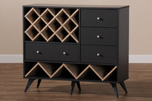 Load image into Gallery viewer, Baxton Studio Savino Mid-Century Modern Dark Grey and Oak Finished Wood Wine Cabinet
