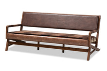 Load image into Gallery viewer, Baxton Studio Rovelyn Rustic Brown Faux Leather Upholstered Walnut Finished Wood Sofa
