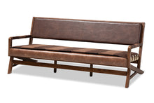 Load image into Gallery viewer, Baxton Studio Rovelyn Rustic Brown Faux Leather Upholstered Walnut Finished Wood Sofa
