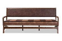 Load image into Gallery viewer, Baxton Studio Rovelyn Rustic Brown Faux Leather Upholstered Walnut Finished Wood Sofa
