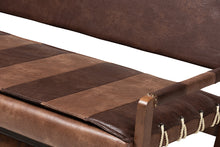 Load image into Gallery viewer, Baxton Studio Rovelyn Rustic Brown Faux Leather Upholstered Walnut Finished Wood Sofa
