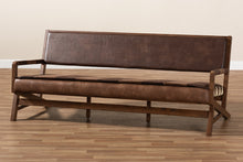 Load image into Gallery viewer, Baxton Studio Rovelyn Rustic Brown Faux Leather Upholstered Walnut Finished Wood Sofa
