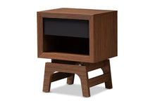 Load image into Gallery viewer, Baxton Studio Svante Mid-Century Modern Walnut Brown and Dark Gray Finished Wood 1-Drawer Nightstand
