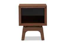 Load image into Gallery viewer, Baxton Studio Svante Mid-Century Modern Walnut Brown and Dark Gray Finished Wood 1-Drawer Nightstand
