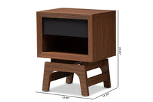Load image into Gallery viewer, Baxton Studio Svante Mid-Century Modern Walnut Brown and Dark Gray Finished Wood 1-Drawer Nightstand
