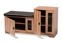 Load image into Gallery viewer, Baxton Studio Valina Modern and Contemporary Dark Brown Faux Leather Upholstered 2-Door Wood Shoe Storage Bench with Cabinet
