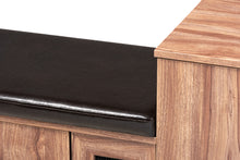 Load image into Gallery viewer, Baxton Studio Valina Modern and Contemporary Dark Brown Faux Leather Upholstered 2-Door Wood Shoe Storage Bench with Cabinet
