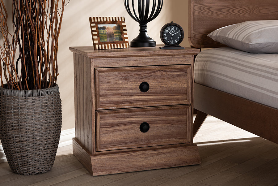 Baxton Studio Ryker Modern and Contemporary Oak Finished 2-Drawer Wood Nightstand