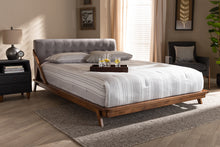 Load image into Gallery viewer, Baxton Studio Sante Mid-Century Modern Grey Fabric Upholstered Wood Queen Size Platform Bed
