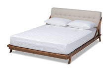 Load image into Gallery viewer, Baxton Studio Sante Mid-Century Modern Light Beige Fabric Upholstered Wood Full Size Platform Bed
