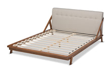 Load image into Gallery viewer, Baxton Studio Sante Mid-Century Modern Light Beige Fabric Upholstered Wood King Size Platform Bed
