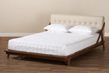 Load image into Gallery viewer, Baxton Studio Sante Mid-Century Modern Light Beige Fabric Upholstered Wood Full Size Platform Bed

