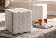 Load image into Gallery viewer, Baxton Studio Elladio Modern and Contemporary Beige Fabric Upholstered Tufted Cube Ottoman Set of 2
