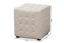 Load image into Gallery viewer, Baxton Studio Elladio Modern and Contemporary Beige Fabric Upholstered Tufted Cube Ottoman Set of 2
