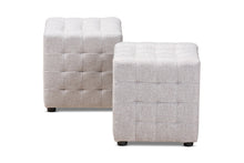 Load image into Gallery viewer, Baxton Studio Elladio Modern and Contemporary Greyish Beige Fabric Upholstered Tufted Cube Ottoman Set of 2
