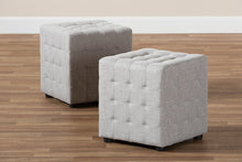 Load image into Gallery viewer, Baxton Studio Elladio Modern and Contemporary Greyish Beige Fabric Upholstered Tufted Cube Ottoman Set of 2
