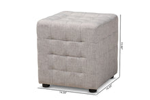 Load image into Gallery viewer, Baxton Studio Elladio Modern and Contemporary Greyish Beige Fabric Upholstered Tufted Cube Ottoman Set of 2
