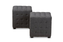 Load image into Gallery viewer, Baxton Studio Elladio Modern and Contemporary Dark Grey Fabric Upholstered Tufted Cube Ottoman Set of 2
