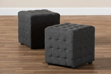 Load image into Gallery viewer, Baxton Studio Elladio Modern and Contemporary Dark Grey Fabric Upholstered Tufted Cube Ottoman Set of 2
