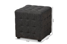 Load image into Gallery viewer, Baxton Studio Elladio Modern and Contemporary Dark Grey Fabric Upholstered Tufted Cube Ottoman Set of 2
