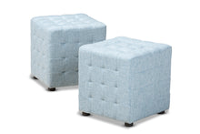 Load image into Gallery viewer, Baxton Studio Elladio Modern and Contemporary Light Blue Fabric Upholstered Tufted Cube Ottoman Set of 2
