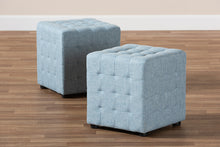 Load image into Gallery viewer, Baxton Studio Elladio Modern and Contemporary Light Blue Fabric Upholstered Tufted Cube Ottoman Set of 2
