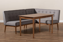 Load image into Gallery viewer, Baxton Studio Arvid Mid-Century Modern Gray Fabric Upholstered 3-Piece Wood Dining Nook Set
