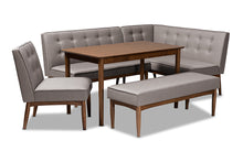 Load image into Gallery viewer, Baxton Studio Arvid Mid-Century Modern Gray Fabric Upholstered 5-Piece Wood Dining Nook Set
