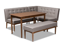 Load image into Gallery viewer, Baxton Studio Arvid Mid-Century Modern Gray Fabric Upholstered 4-Piece Wood Dining Nook Set
