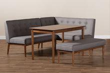Load image into Gallery viewer, Baxton Studio Arvid Mid-Century Modern Gray Fabric Upholstered 4-Piece Wood Dining Nook Set
