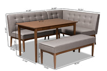 Load image into Gallery viewer, Baxton Studio Arvid Mid-Century Modern Gray Fabric Upholstered 4-Piece Wood Dining Nook Set
