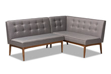 Load image into Gallery viewer, Baxton Studio Arvid Mid-Century Modern Gray Fabric Upholstered 2-Piece Wood Dining Nook Banquette Set
