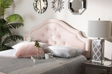 Load image into Gallery viewer, Baxton Studio Cora Modern and Contemporary Light Pink Velvet Fabric Upholstered King Size Headboard
