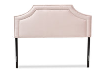Load image into Gallery viewer, Baxton Studio Avignon Modern and Contemporary Light Pink Velvet Fabric Upholstered Full Size Headboard
