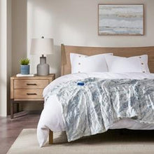 Load image into Gallery viewer, Beautyrest Zuri 100% Polyester Marble Faux Fur Heated Throw BR54-1370 By Olliix
