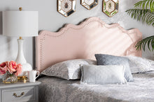 Load image into Gallery viewer, Baxton Studio Nadeen Modern and Contemporary Light Pink Velvet Fabric Upholstered Queen Size Headboard
