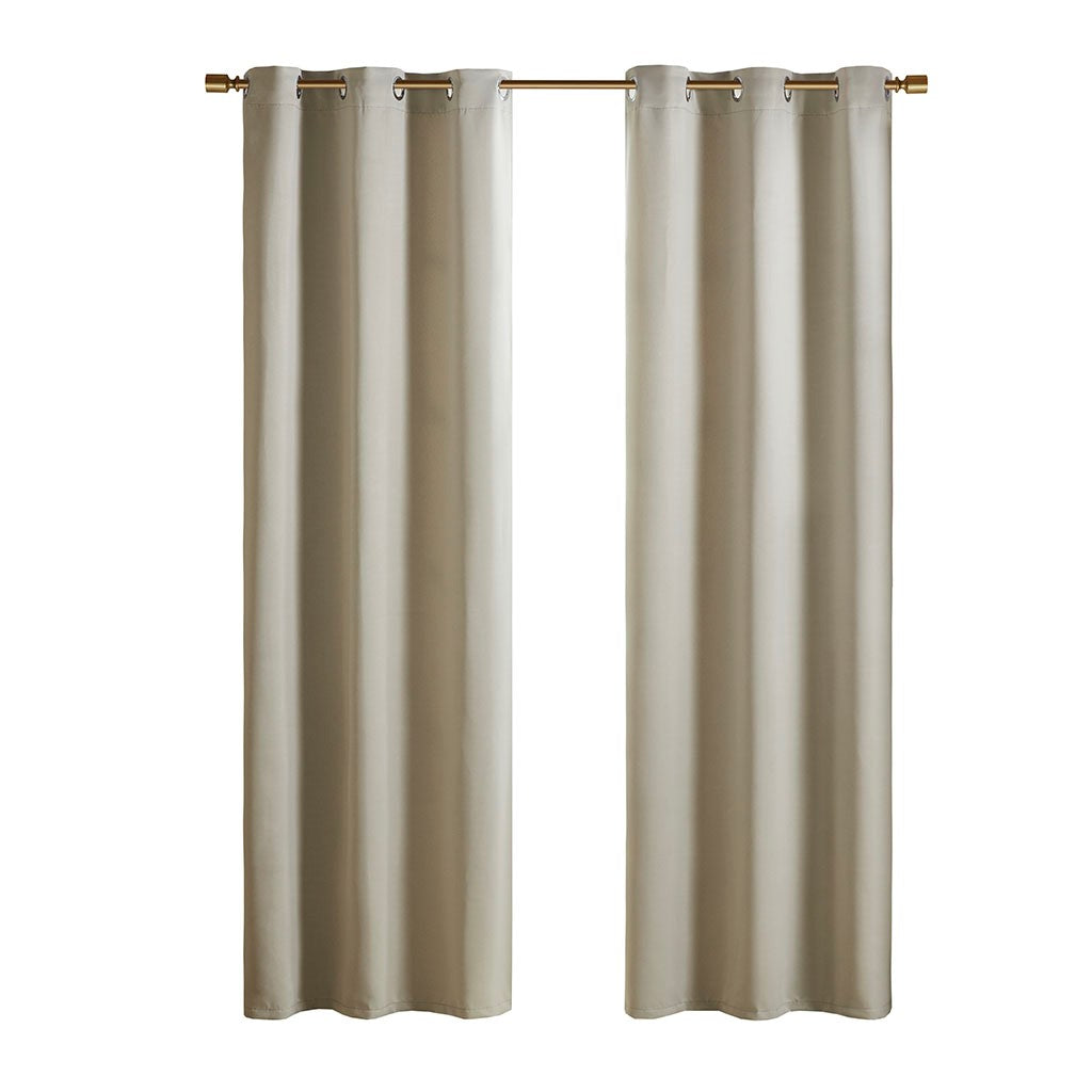 Taren Solid Blackout Triple Weave Grommet Top Curtain Panel Pair SS40-0155 By Olliix