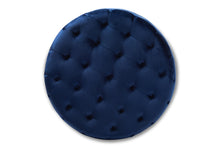 Load image into Gallery viewer, Baxton Studio Cardiff Transitional Royal Blue Velvet Fabric Upholstered Button Tufted Cocktail Ottoman
